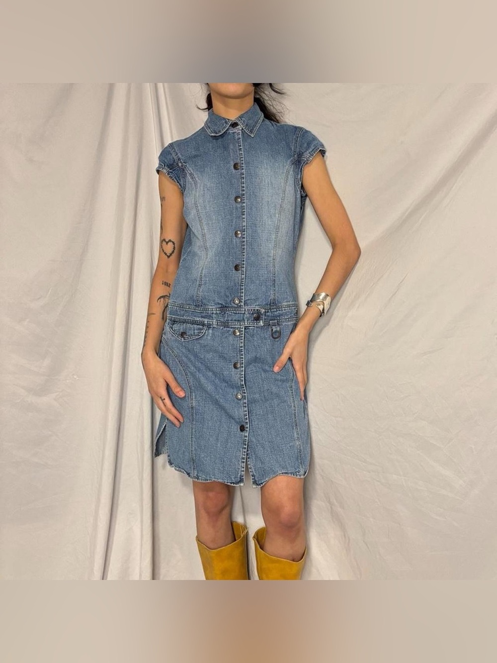 Denim 100% Cotton Tommy Jeans/ Hilfiger Snap Button Midi Dress Size Medium
